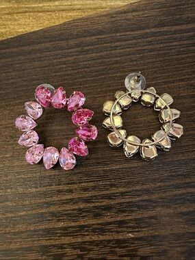 Pink Teardrop Hoop Earrings - Women's Fashion Jewelry